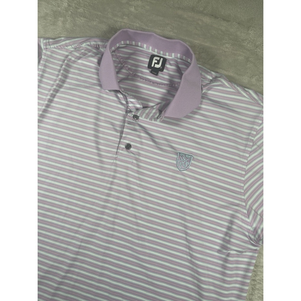 FootJoy‎ Golf Polo Shirt Mens XL Purple Striped Performance Stretch Short Sleeve